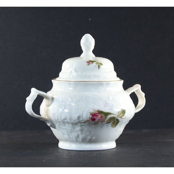 Sugar Bowl & Lid Ivory Rose Sanssouci ROSENTHAL Classic Made in Germany 1950s - Picture 4 of 12